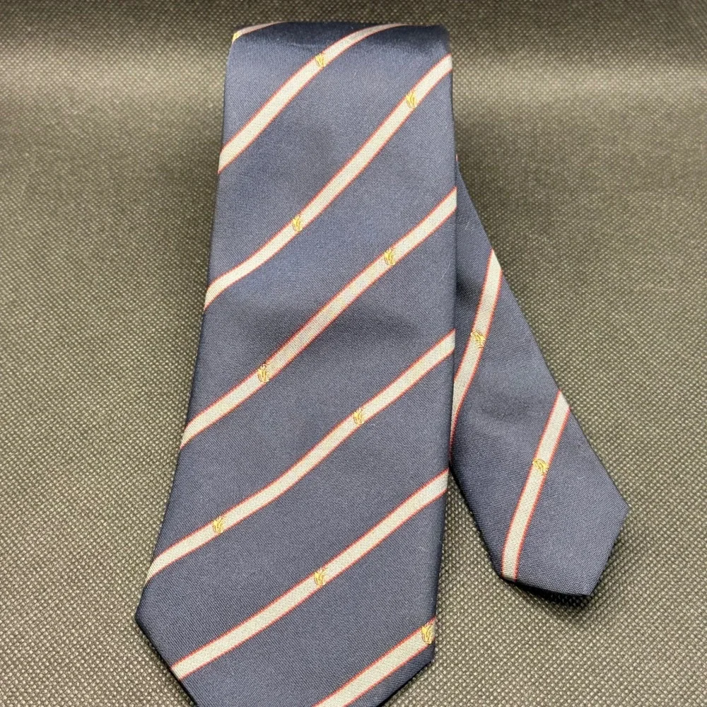 Vintage 1980s Ermenegildo Zegna Navy Repp Stripe Silk Tie 3